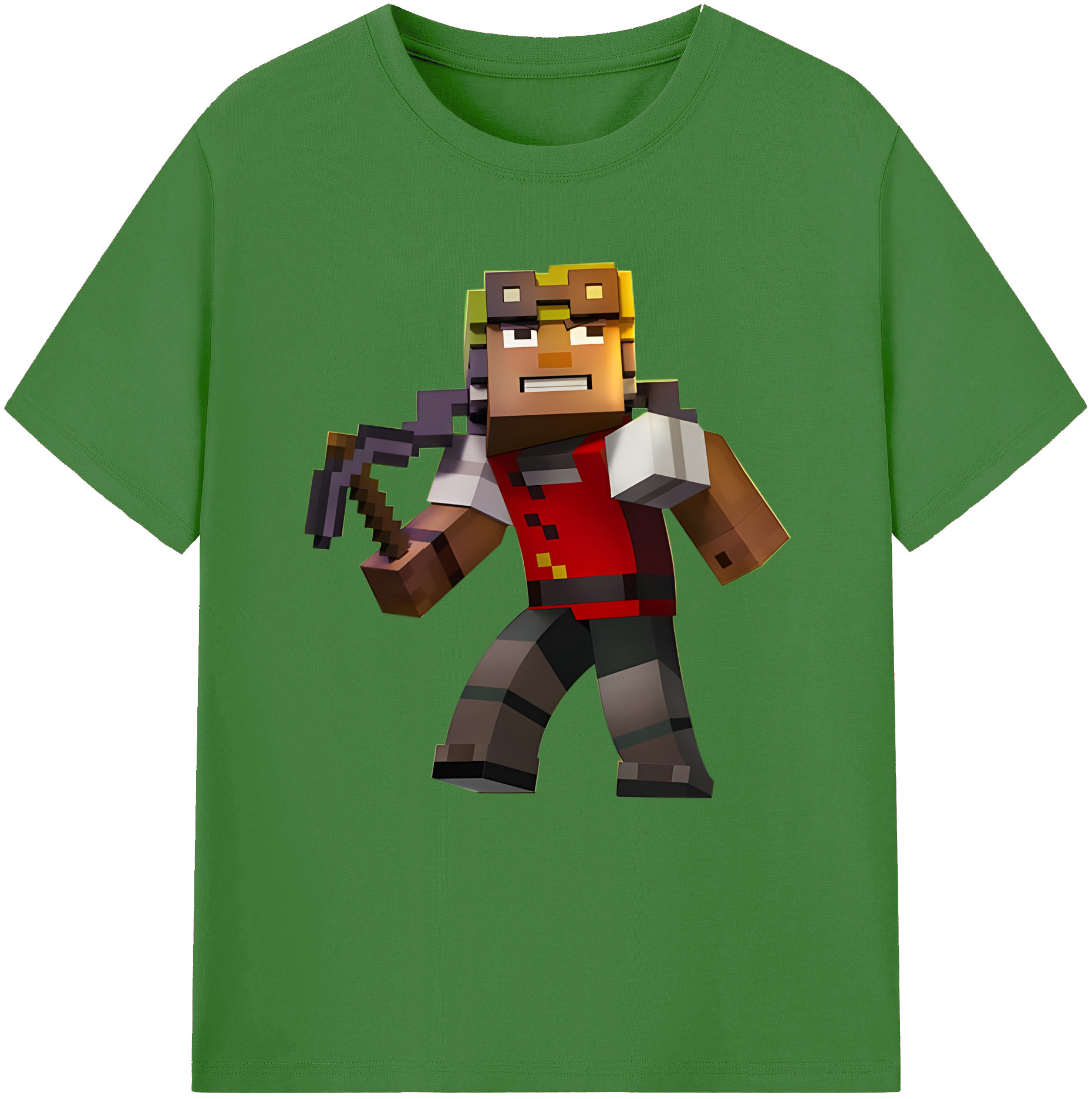 （画像用） マインクラフト ブロックの世界 Minecraft MC Block world レディースカジュアルプリントTシャツ（綿100％）